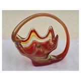 Amazing Studio Art Glass Candy Dish  - Flaming Flower