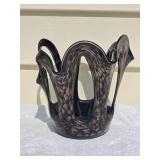 Striking Studio Art  Glass Centerpiece - Black / Bronze Flow