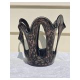 Striking Studio Art  Glass Centerpiece - Black / Bronze Flow