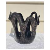 Striking Studio Art  Glass Centerpiece - Black / Bronze Flow