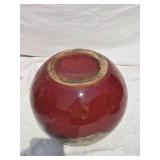 Gorgeous Studio Art Ceramic Vase -  Earthy Red Glaze with Metal Lining