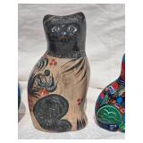 South American Fine Art Ceramic Collection - Cats & Painted Vases - (4)