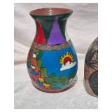 South American Fine Art Ceramic Collection - Cats & Painted Vases - (4)