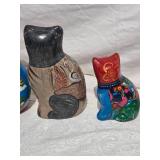 South American Fine Art Ceramic Collection - Cats & Painted Vases - (4)