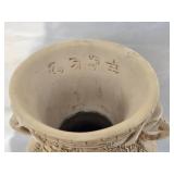 Exotic Chinese Handcarved Resin Vase with Elephant Handles