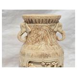 Exotic Chinese Handcarved Resin Vase with Elephant Handles