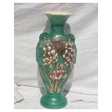 Stunning Chinese Vintage Handpainted Turquoise Vase Relief
