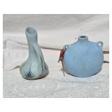 Southwestern Indigenous Studio Art Pottery Pair - Handpainted Pueblo Vases