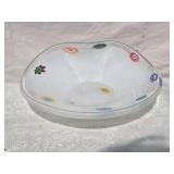 Adorable Studio Art Glass Candy Dish - Pearl with Colorful Accents