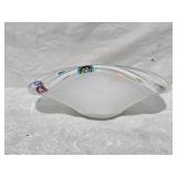 Adorable Studio Art Glass Candy Dish - Pearl with Colorful Accents