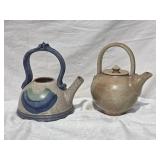 Wonderful Vintage Earthenware Ceramic Teapot Pair