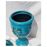 Striking Vintage Studio Art Ceramic Urn - Blue
