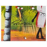 Vibrant  Original Fine Art Haitian Landscape Painting - Village  Scene