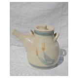 *SIGNED*  Unusual Studio Art Ceramic Floral Painted Teapot
