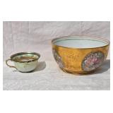 Stunning  Antique Porcelain Teacup & Bowl