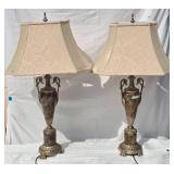 Brilliant Vintage Hollywood Regency  Polished Stone Accent  Lamp Pair - Stiffel