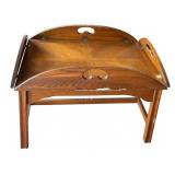 Traditional Vintage Wooden Butler Tray Table with Foldable Sides