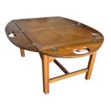 Traditional Vintage Wooden Butler Tray Table with Foldable Sides