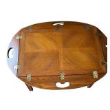 Traditional Vintage Wooden Butler Tray Table with Foldable Sides