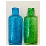 Set of 5  Art Glass Style Vases and Crate and Barrel Tealight Holders