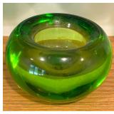 Set of 5  Art Glass Style Vases and Crate and Barrel Tealight Holders