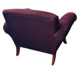 Upholstered Armchair with Rolled Arms and Wooden Legs