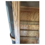 Oak Curio Cabinet with Glass Doors and Shelves