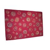 Red Area Rug with Circular Pattern