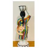 11 Inch Hand-Painted Ceramic Figurine Woman with Cheetah Candle Holder