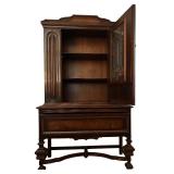 DR - Vintage H. Herrmann Furniture Co. Carved Wood Display Cabinet with Glass Door