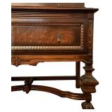 DR - Vintage H. Herrmann Furniture Co. Carved Wood Display Cabinet with Glass Door