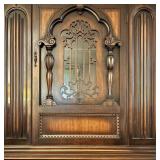 DR - Vintage H. Herrmann Furniture Co. Carved Wood Display Cabinet with Glass Door