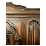 DR - Vintage H. Herrmann Furniture Co. Carved Wood Display Cabinet with Glass Door