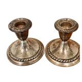 DR - Pair of Vintage Gorham Sterling Silver 667 Weighted Candle Holders