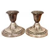 DR - Pair of Vintage Gorham Sterling Silver 667 Weighted Candle Holders