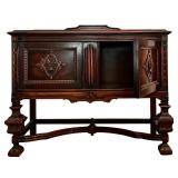 DR - Vintage H Herrmann Furniture Co. Carved Wood Sideboard Buffet