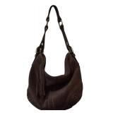 LR - Coach Brown Suede Hobo Purse with Tassel