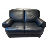 B - Black Leather 2-Seat Sofa