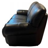 B - Black Leather 2-Seat Sofa