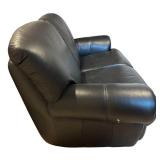 B - Black Leather 2-Seat Sofa