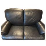B - Black Leather 2-Seat Sofa
