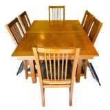 Mission Style Kitchen Table with Leaves and 6 Chairs