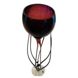 DR - Vin Josefina Krosno 37 Inch Glass Art Vase on Metal Stand