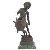 DR - Vintage Bronze Sculpture The Water Bearer on Marble Base
