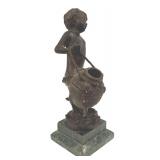 DR - Vintage Bronze Sculpture The Water Bearer on Marble Base