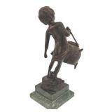 DR - Vintage Bronze Sculpture The Water Bearer on Marble Base