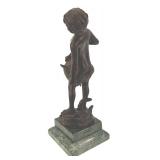 DR - Vintage Bronze Sculpture The Water Bearer on Marble Base