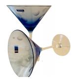 K - Pair of Marquis Waterford Blue Polka Dot Martini Glasses