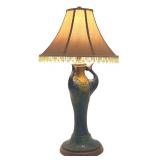 LR - Art Nouveau Amphora Teplitz Pottery Lamp with Shade