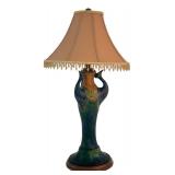 LR - Art Nouveau Amphora Teplitz Pottery Lamp with Shade